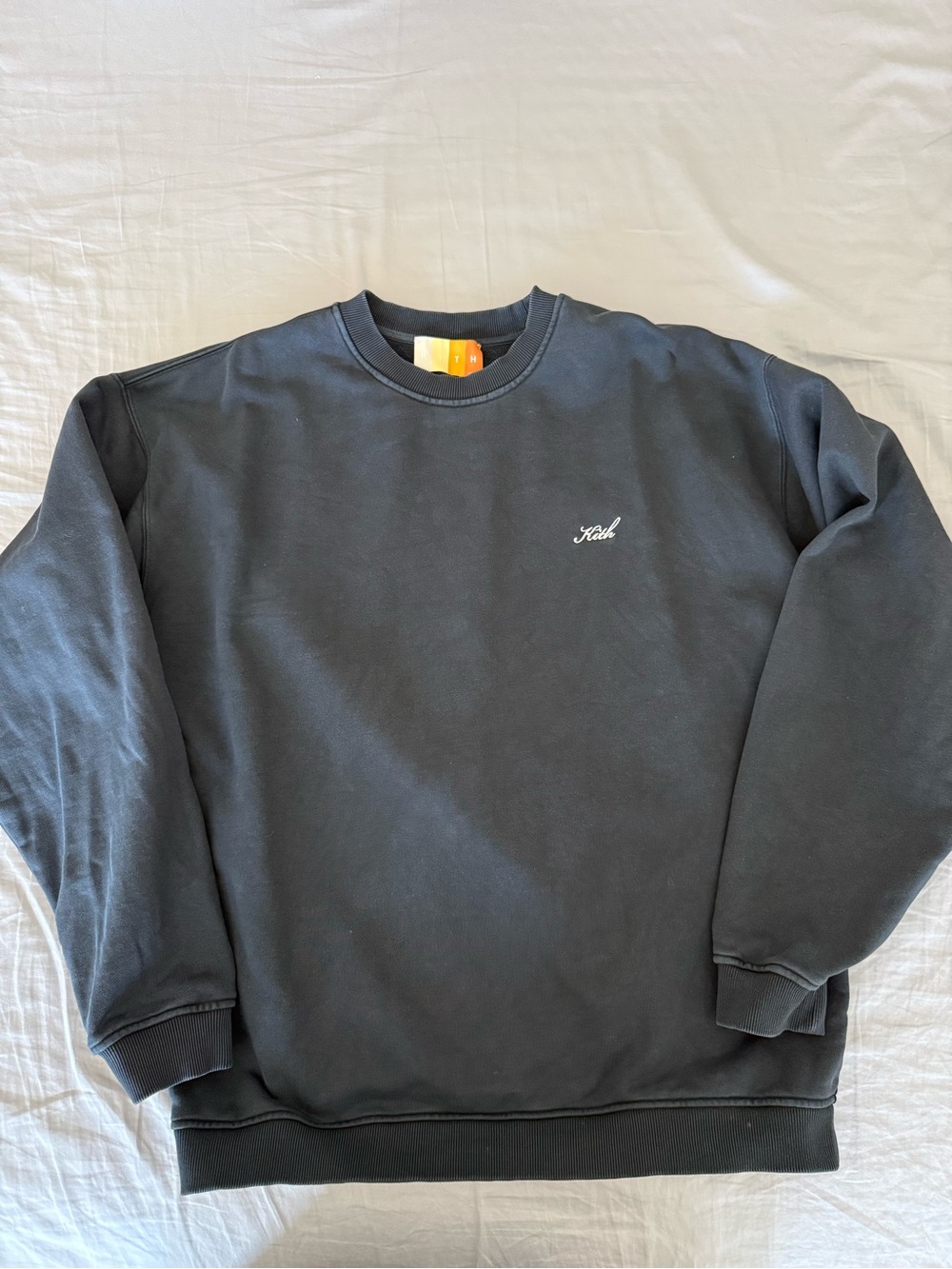 Kith Men's Dark Blue Crewneck Sweatshirt with Small Script Logo